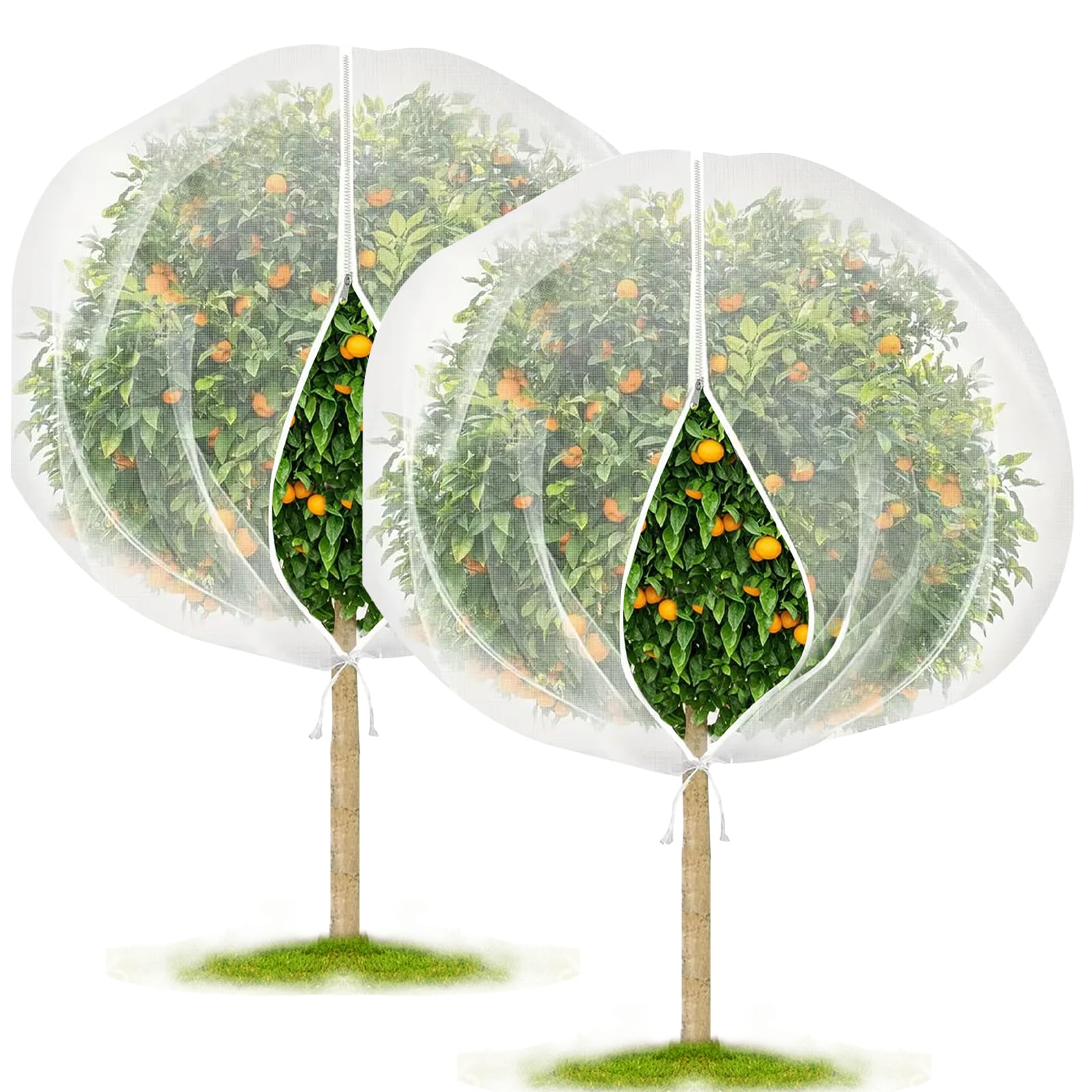 Set di 2 reti di protezione per piante, 3 x 3 m, per alberi da frutto e verdura, protezione dagli insetti contro parassiti, riutilizzabili
