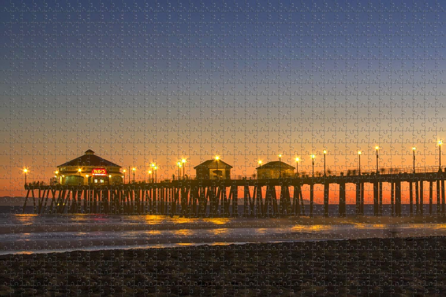 Huntington Beach Pier California USA Jigsaw Puzzle for Adults 1000 Piece Wooden Travel Gift Souvenir