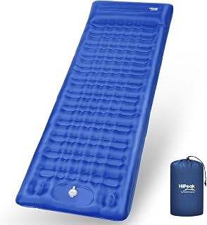HiiPeak Ultralight Inflatable Sleeping Mat with Built-in Foot Pump & Pillow, Compact Air Mattress for Backpacking, Hiking (Light Blue)