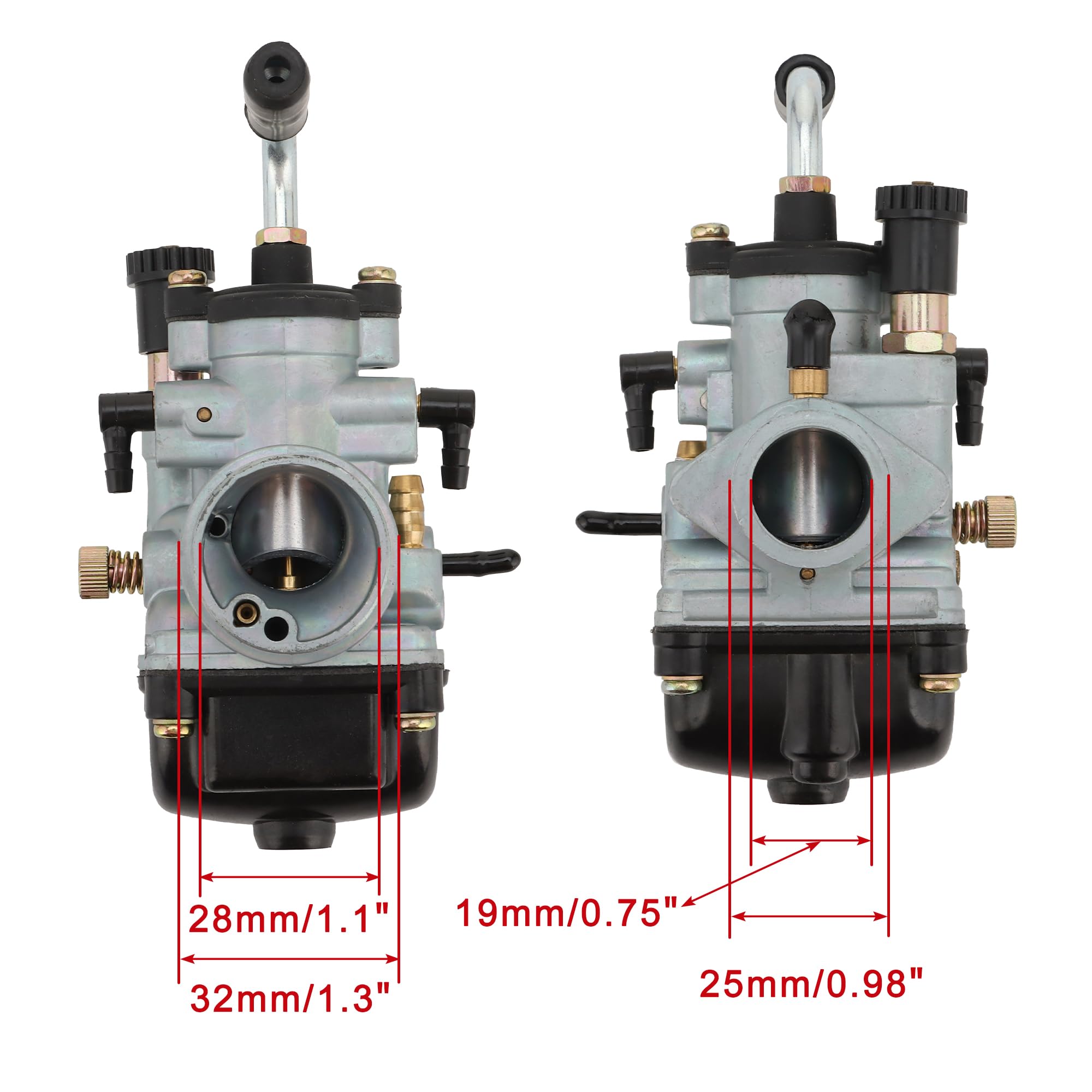 WOOSTAR PHBG 19mm BS Racing Carburador con Tubo de Combustible con Sears Reemplazo para 2 Tiempos 50cc 70cc 80cc 90cc 100cc Motor Motocicleta