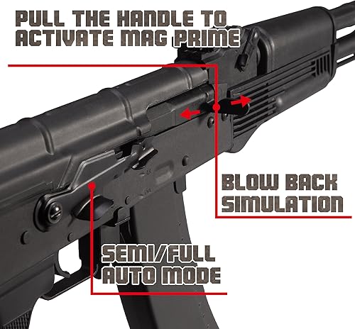 Vista 6 de EMERBU EMERBU AK74M - Pistola de bolas de gel de grado profesional mejorada por EMERBU - Cuerpo de metal y nailon - Alta potencia de 11.1 V - Juego