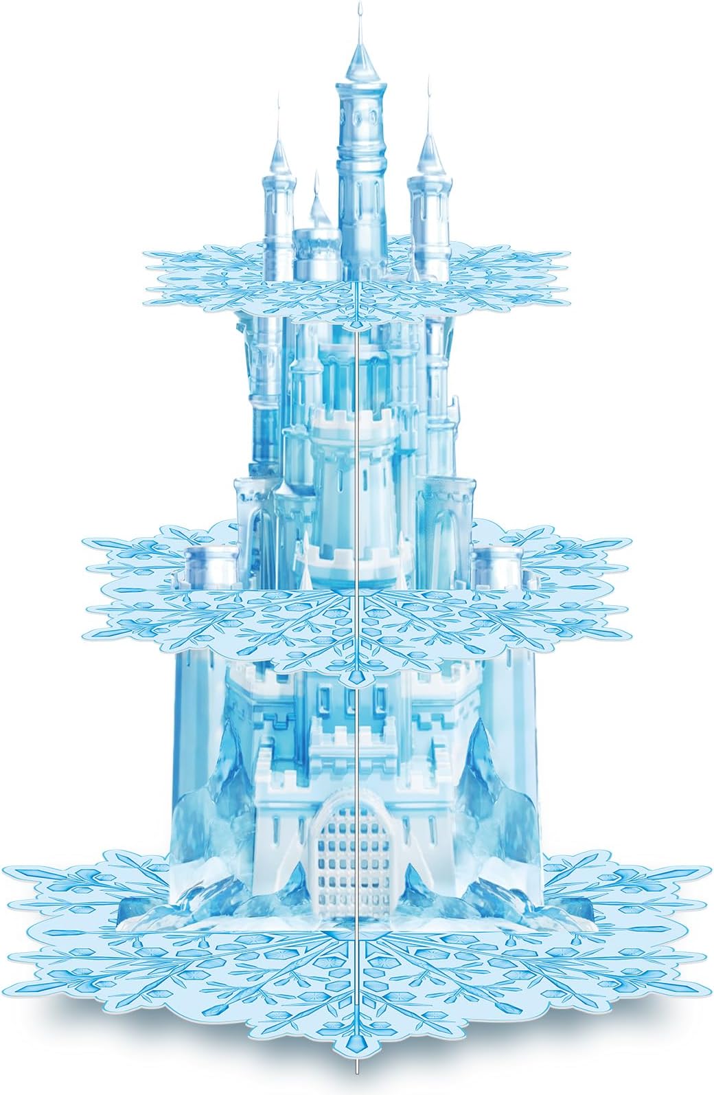 Zopeal 3 Tier Snowflake Cupcake Stand Party Decorations Snowflake Cupcake Stand Cake Holder Winter Snow Themed Cake Holder Winter Dessert Stand for Girls Kids Winter Birthday Party Supplies