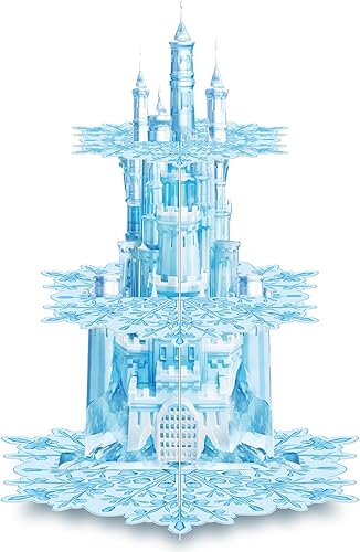 Zopeal Soporte de 3 niveles para cupcakes de copo de nieve, decoración de fiesta, soporte para cupcakes de copo de nieve, soporte para pasteles con