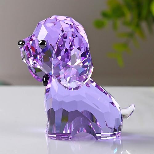Miniatura 2 de Cachorro de cristal lindo perro encantador escritorio estatua pequeños adornos decoración del hogar (morado)