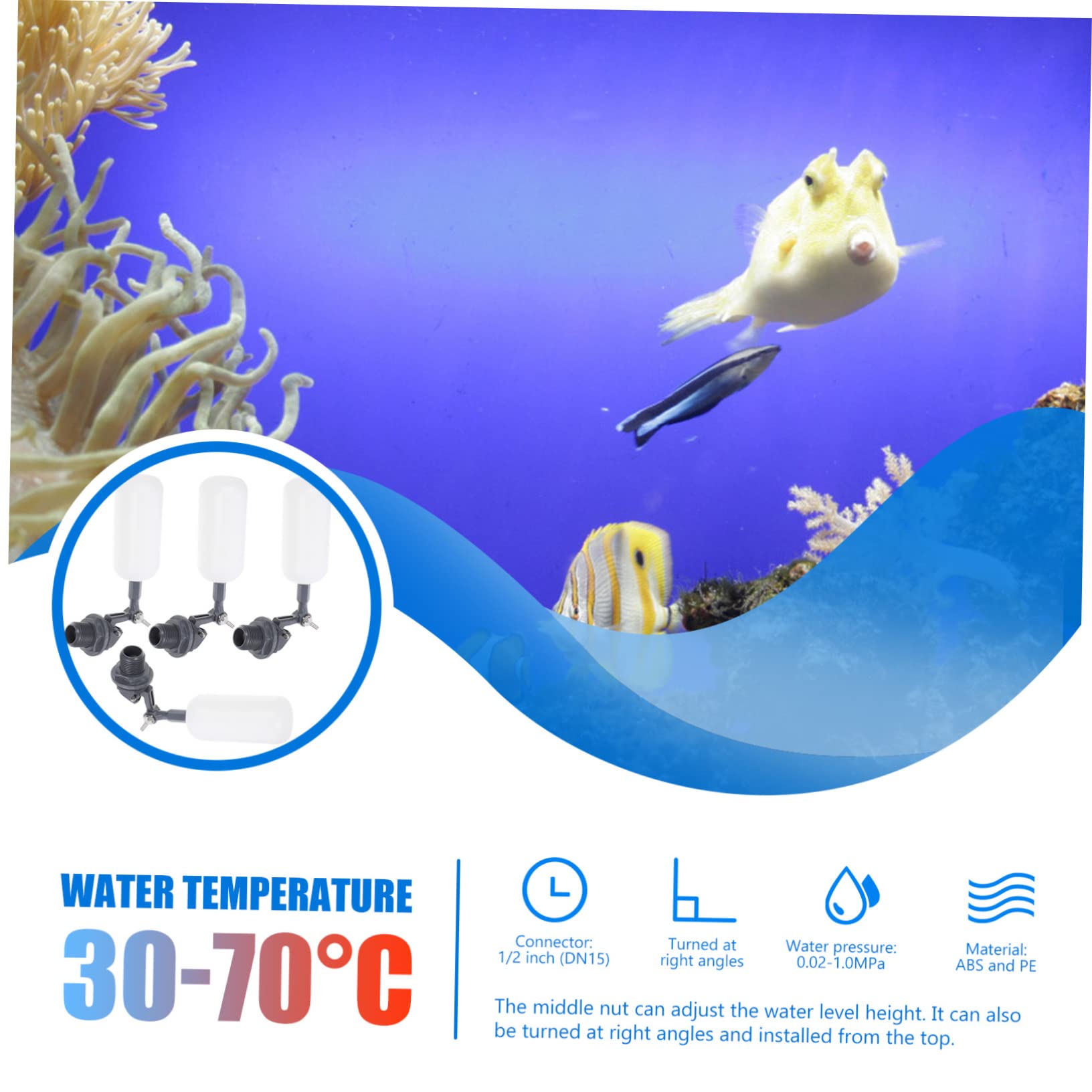 ROMISBABA 4Pcs Mini Float Valve Water Control Ball Valve for Humidifiers Aquariums Ice Machines Automatic Refill White