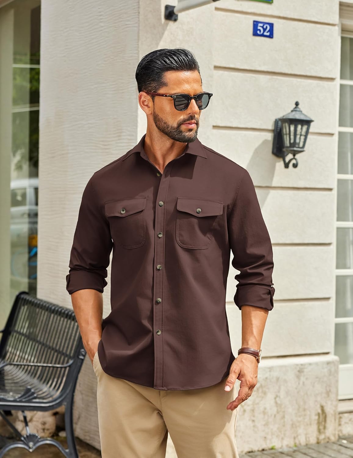 COOFANDY Men's Long Sleeve Button Down Work Shirt with Flap Pockets - Image 5