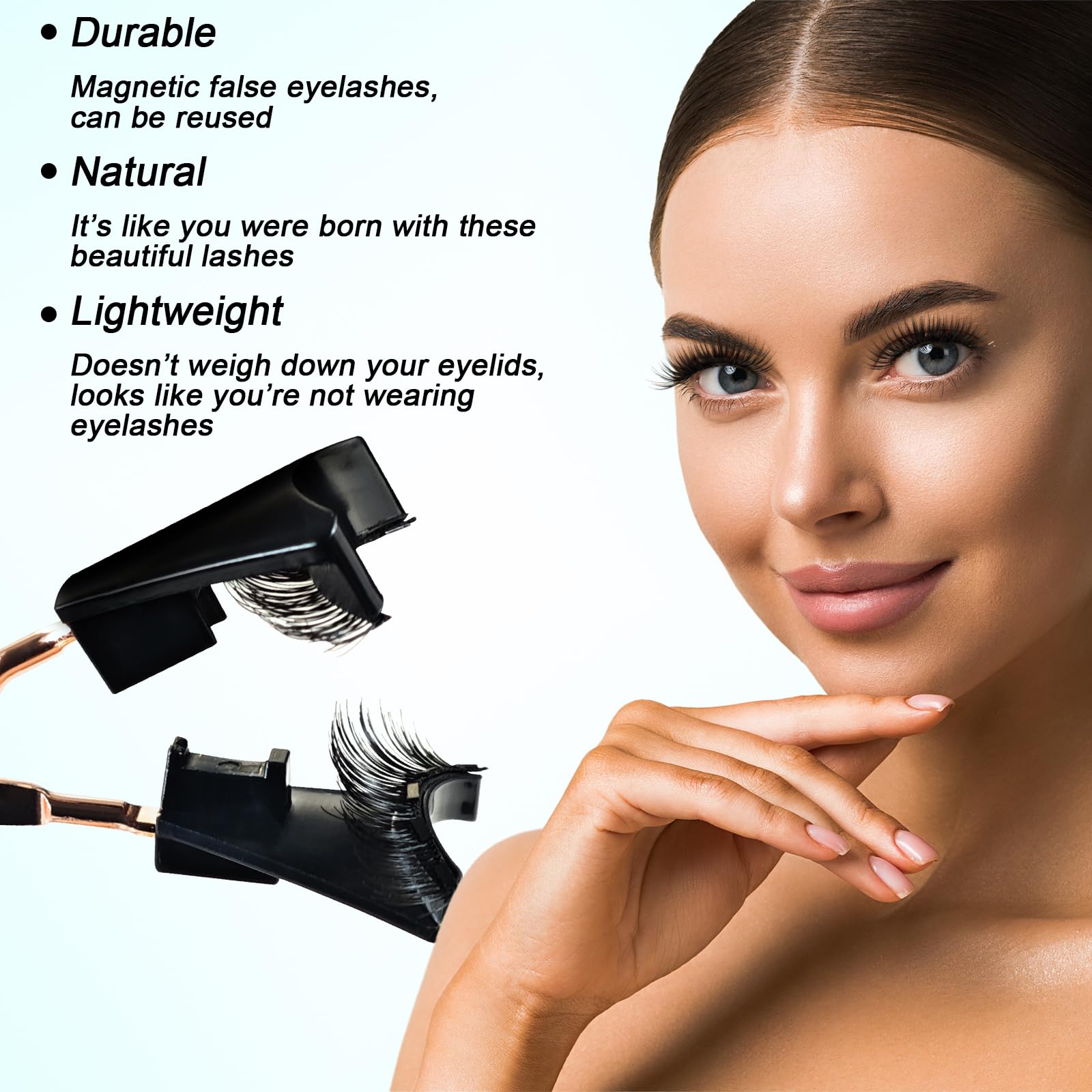Pestañas Postizas Magneticas, 12 Piezas Reutilizables 3D Magnetic Fake Eyelashes, Aspecto Natural y Larga Duración No Requiere Pegamento, Impermeable, Confortable Fácil Usar