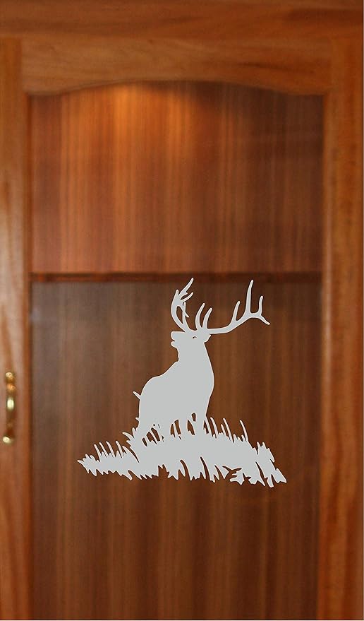 Elk Hunting Gun Etched Glass Decal Vinyl Sticker