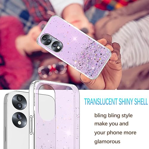 Miniatura 4 de Funda compatible con Honor 70 con purpurina verde transparente, funda para teléfono Honor 70, funda protectora delgada de silicona transparente de