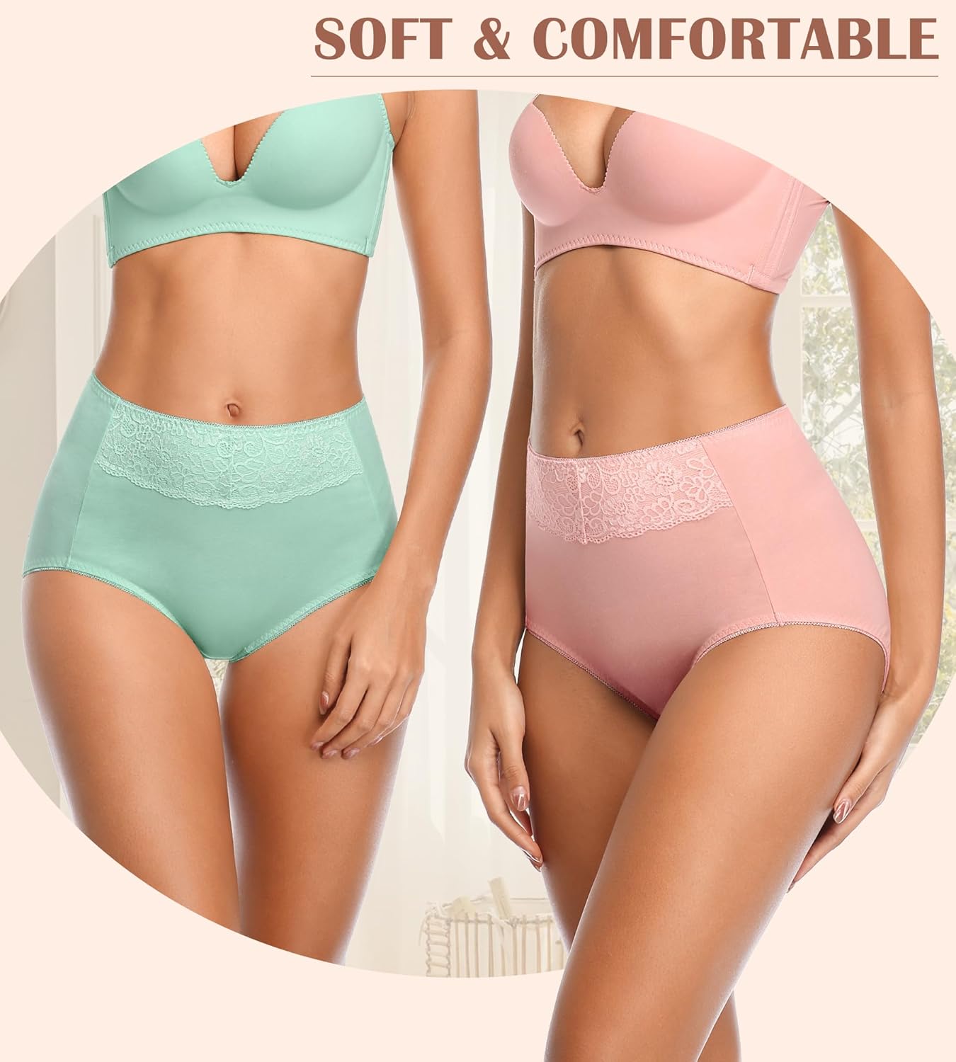 Cotton Underwear High Waisted Womens Full Coverage Ladies Comfy Panties (Regular & Plus Size) - Image 2