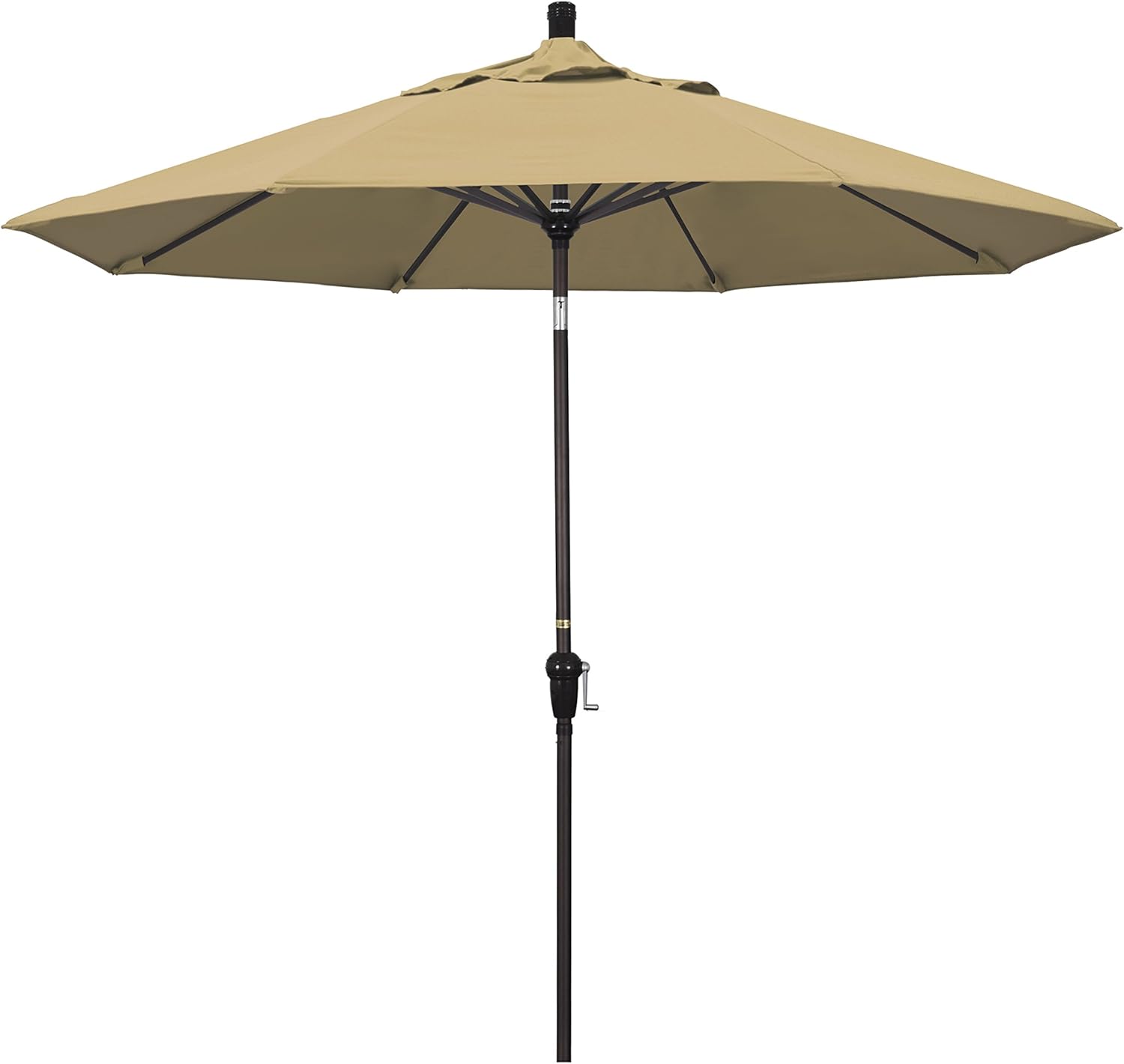 California Umbrella 9' Round Aluminum Market Umbrella, Crank Lift, Auto Tilt, Bronze Pole