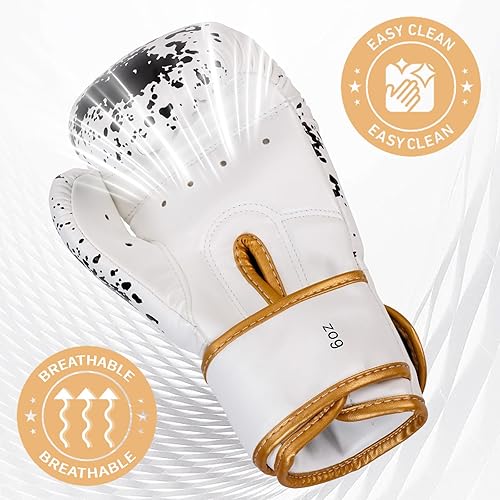 Miniatura 2 de Guantes de boxeo para niños de 8 onzas, adecuados para niños de 12 a 16 años, ideales para entrenamiento en kickboxing, Muay Thai y MMA, color blanco