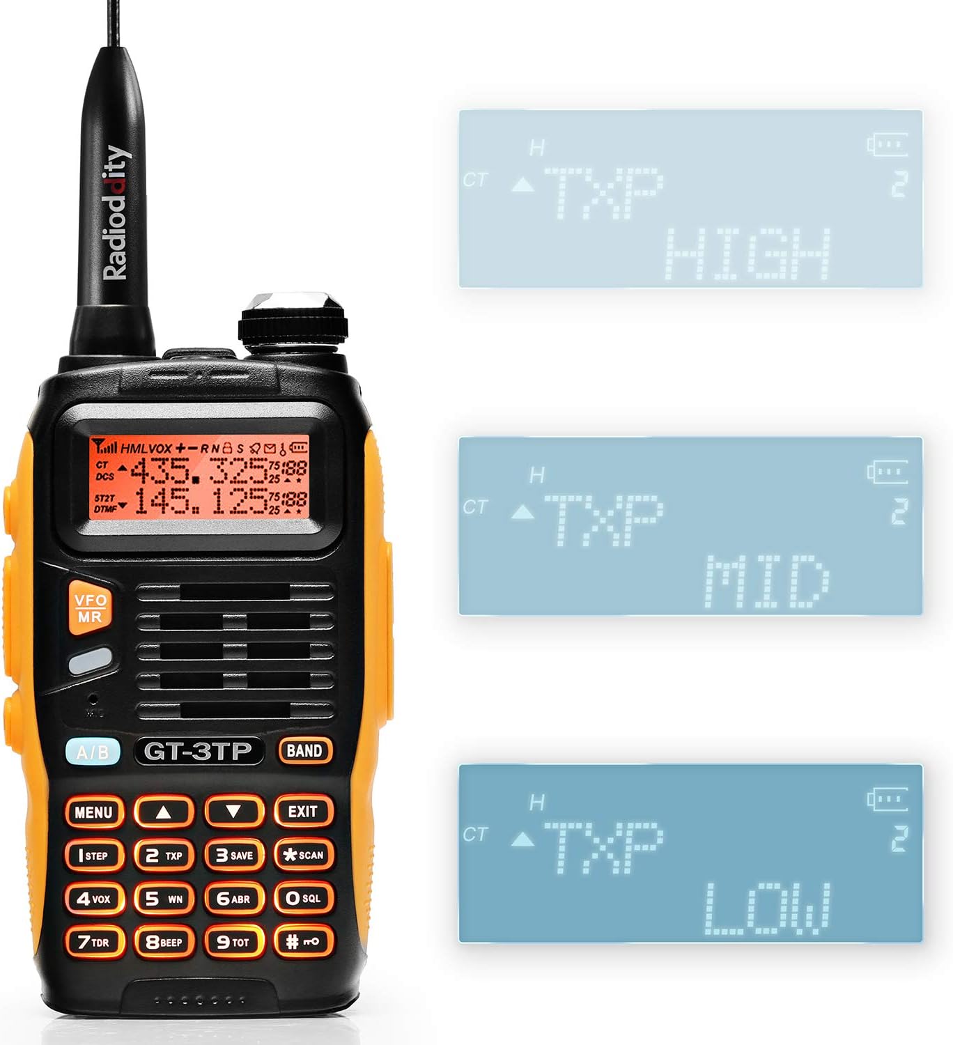 BAOFENG GT-3TP Mark-III 8W/4W/1W Dual Band Two Way Radio Handheld Transceiver, with Car Charger