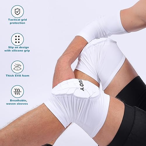 Miniatura 3 de Rodilleras acolchadas de compresión para baloncesto, fútbol, voleibol (paquete de 2), protector de soporte de rodilla para niños, niñas, jóvenes y