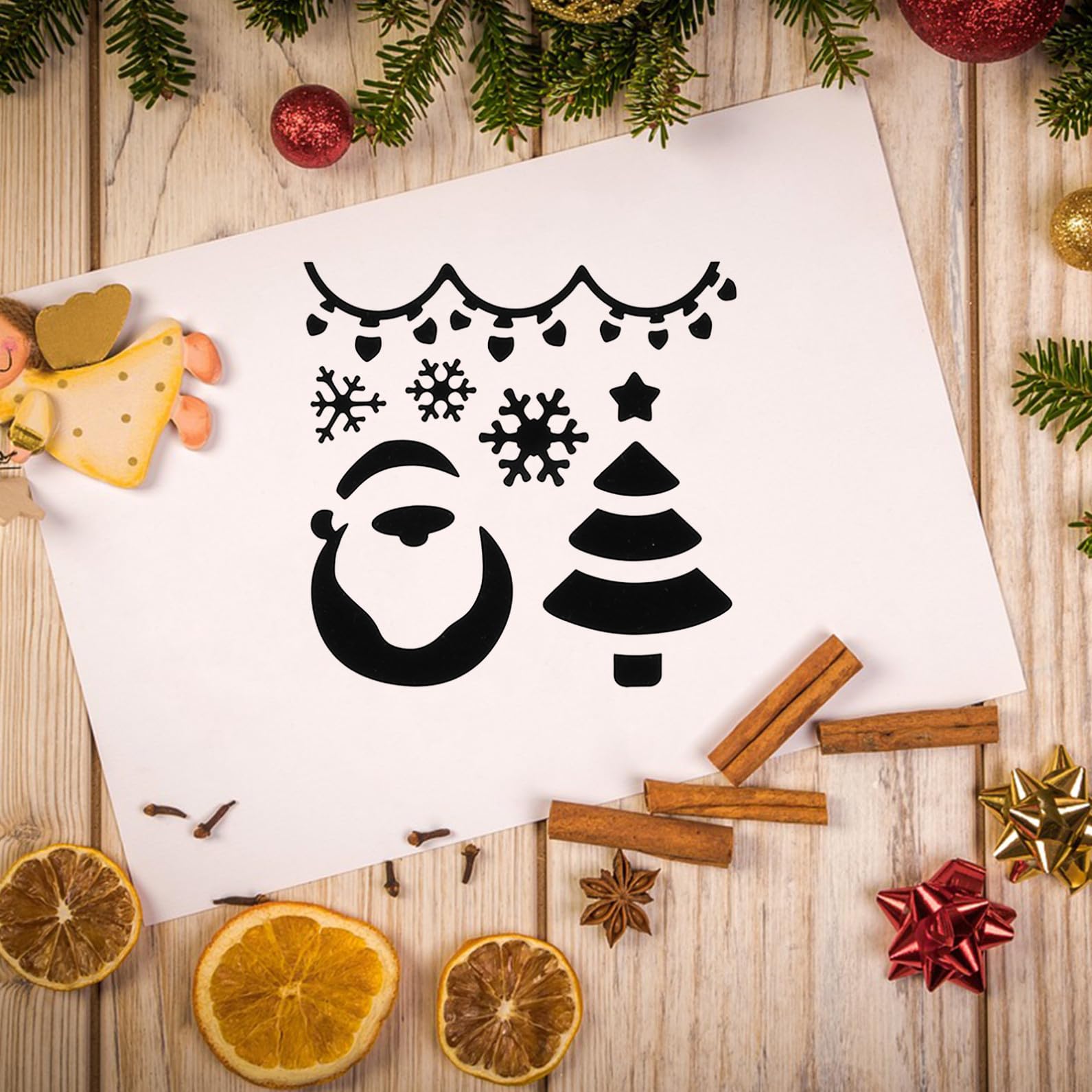 DOITOOL 72 Stck. Teiliges Weihnachts Malset mit Wiederverwendbaren DIY Schablonen Vielseitige Zeichenvorlagen für Fenster Wände und Langlebige Weihnachtsmotive für Kreative und Festliche