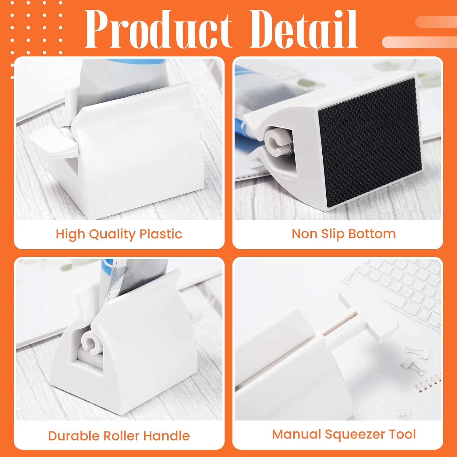 ISKYBOB Set of 2 Rolling Tube Toothpaste Squeezer Dispenser Toothpaste Seat Holder Stand