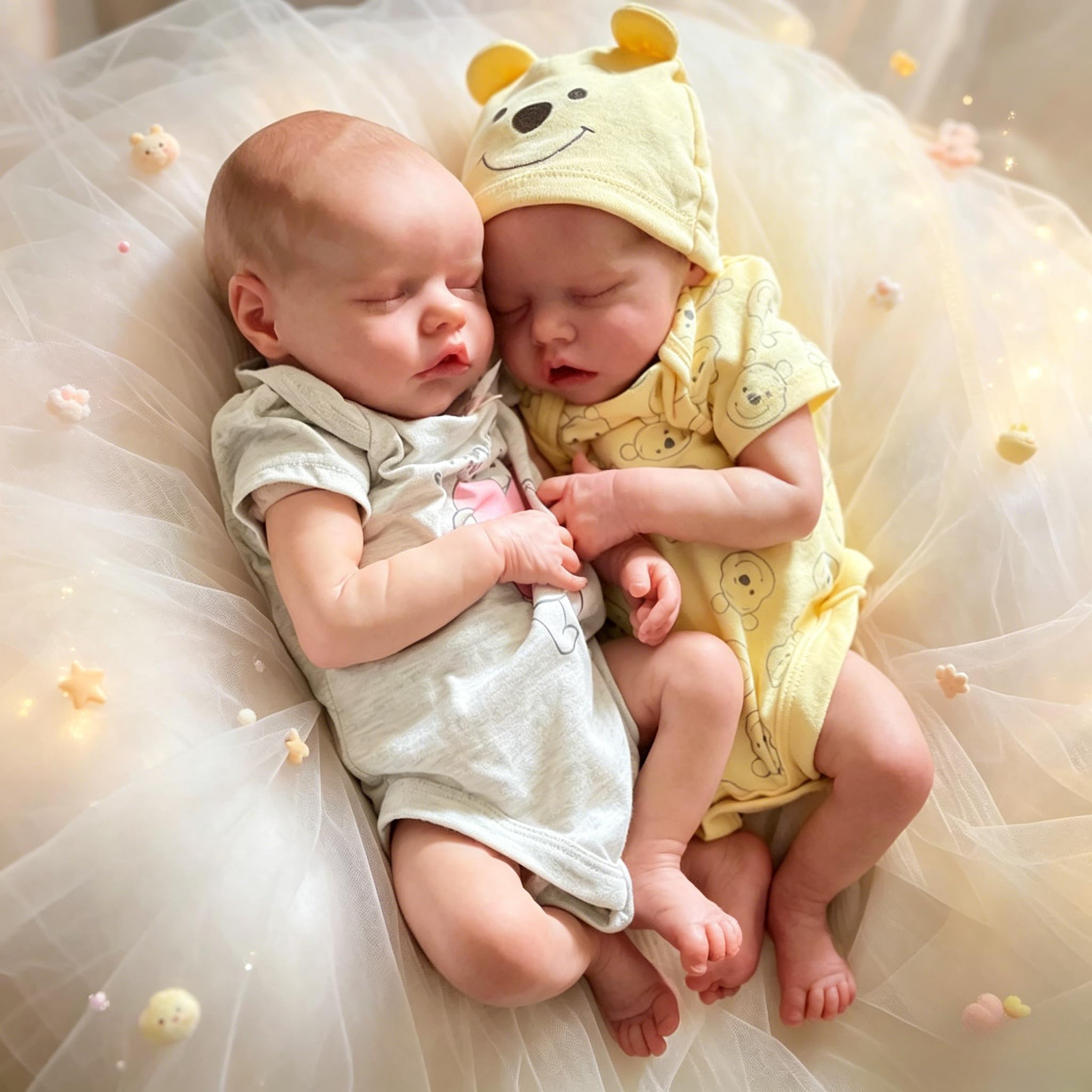 45 cm silikonowe lalki Reborn Baby Dolls Twins Girls Realistyczne miękkie winylowe ciało bliźniaczki siostra lalka bobas realistyczny noworodek śpiące dziewczyny bliźnięta lalka niemowlęca