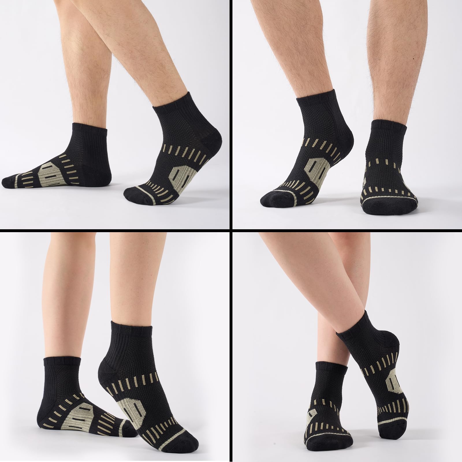 SukModen Copper Ankle Compression Socks for Men and Women(6 pairs), Breathable Arch Support Short Running Socks - 2