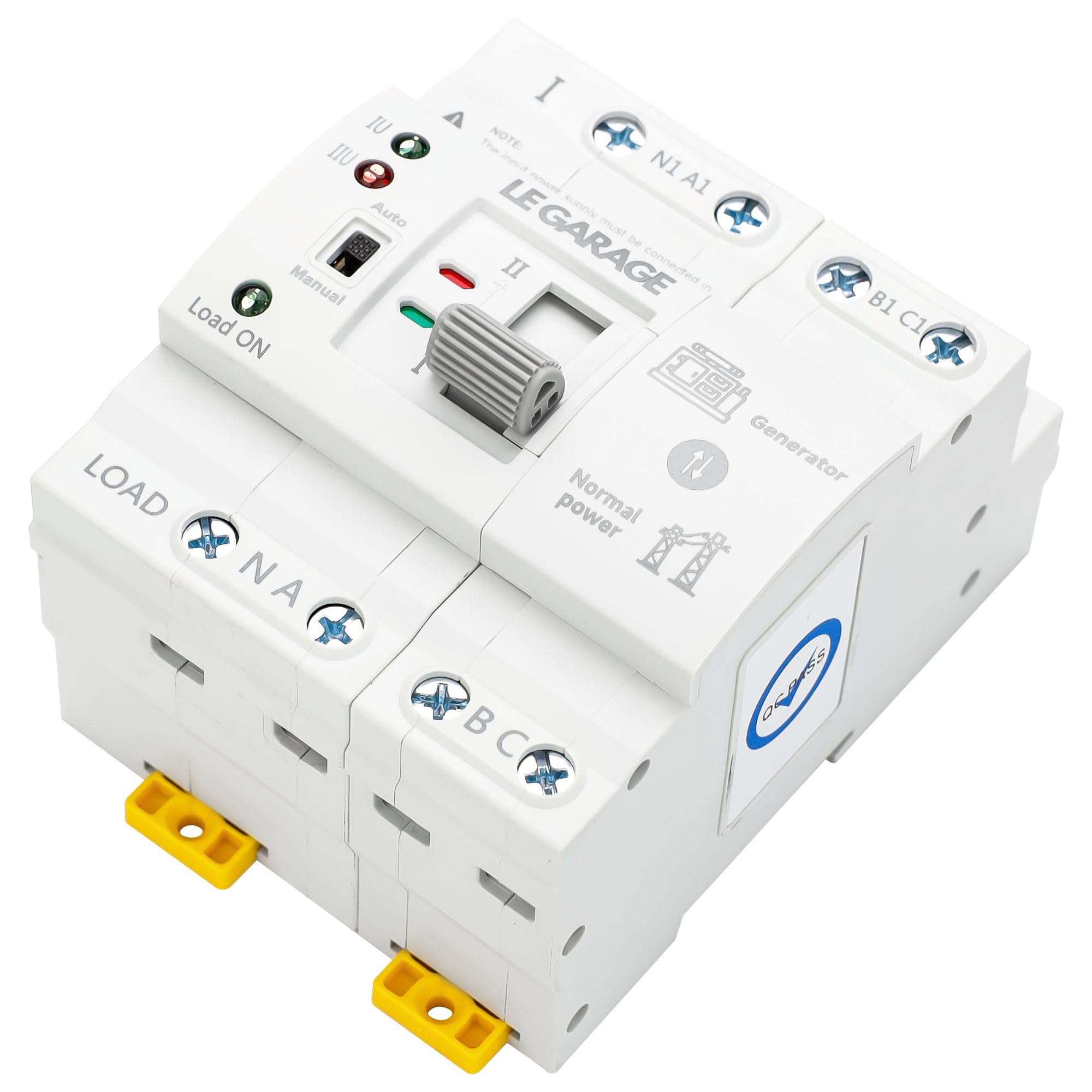 Interruptor de Transferencia Automática 4P 63A - ATS Doble Potencia 220V - Conmutador Ininterrumpido – Selector Eléctrico - Cambio Automático Red-Generador - Protección Hogar e Industria
