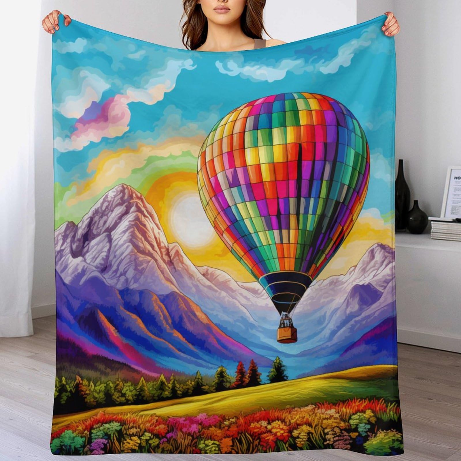 Couverture montgolfière moelleuse pour rester au chaud en hiver et en été