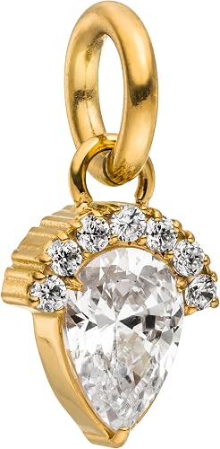 Purelei® Eternal Flame Charm – Ciondolo a forma di goccia con zirconi a metà bordato con pietre scintillanti – Acciaio inossidabile placcato oro – 7 x 10 mm – oro/argento/oro rosa, 7 mm x 10 mm