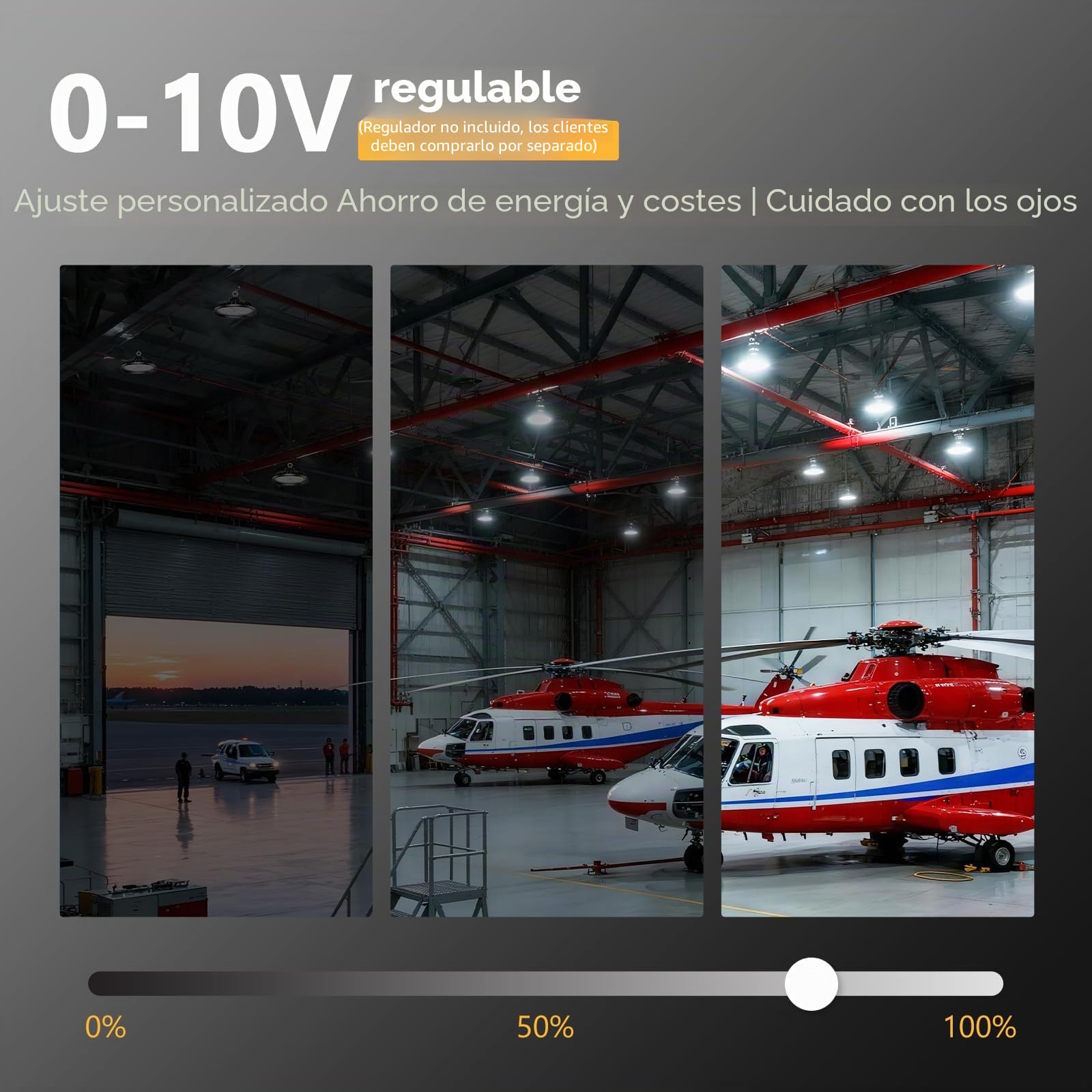 UFO 240W LED Lámpara de Alta Bahía 40800LM Campana led 4000K Industrial Regulación 140W/190W/240W IP65 Antipolvo e Impermeable Foco LED 120° Driver Industrial Para Fábricas,Talleres,Garajes