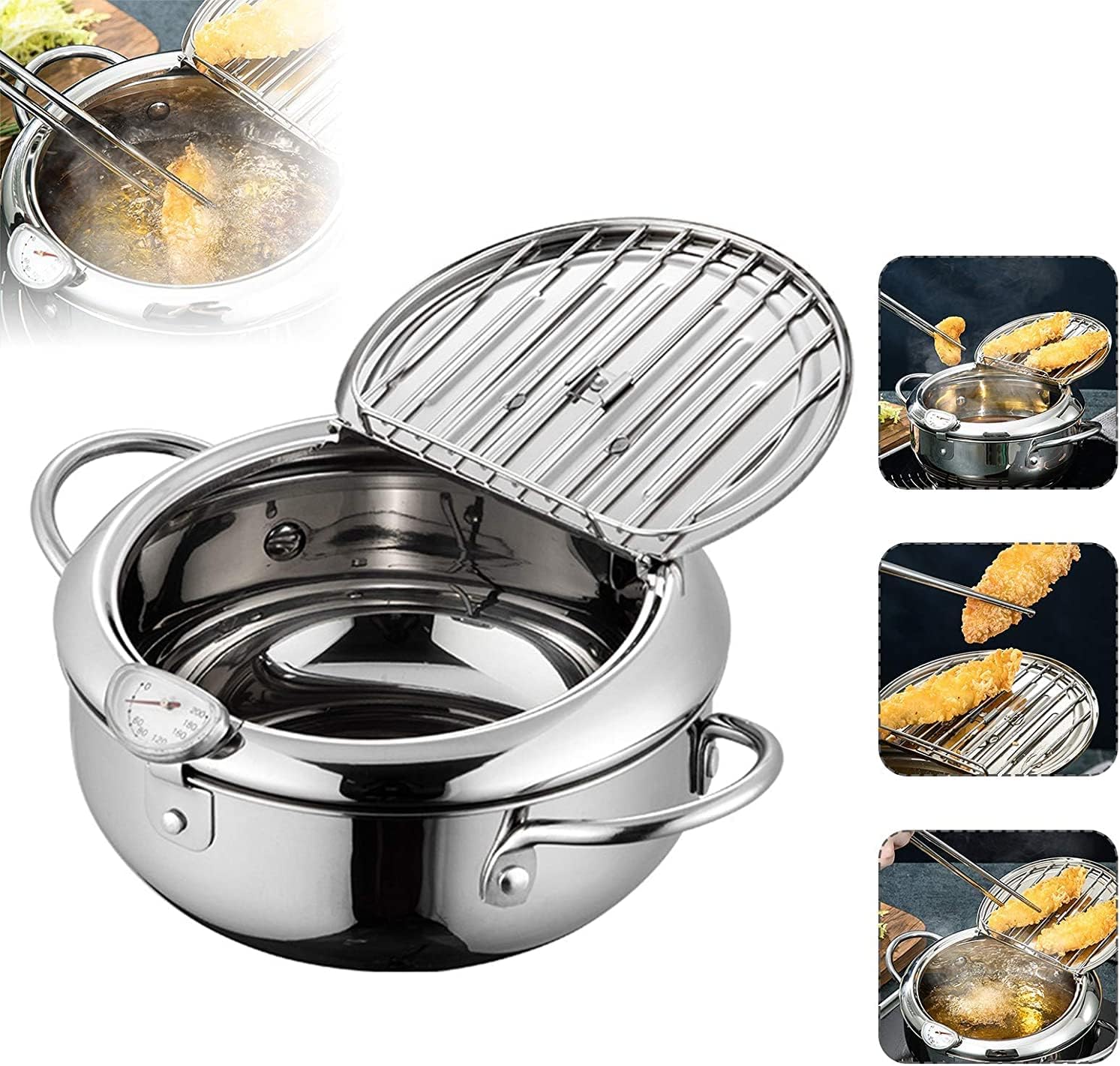 Belypoke Tempura Fryer Mini Stainless Steel Japanese Style