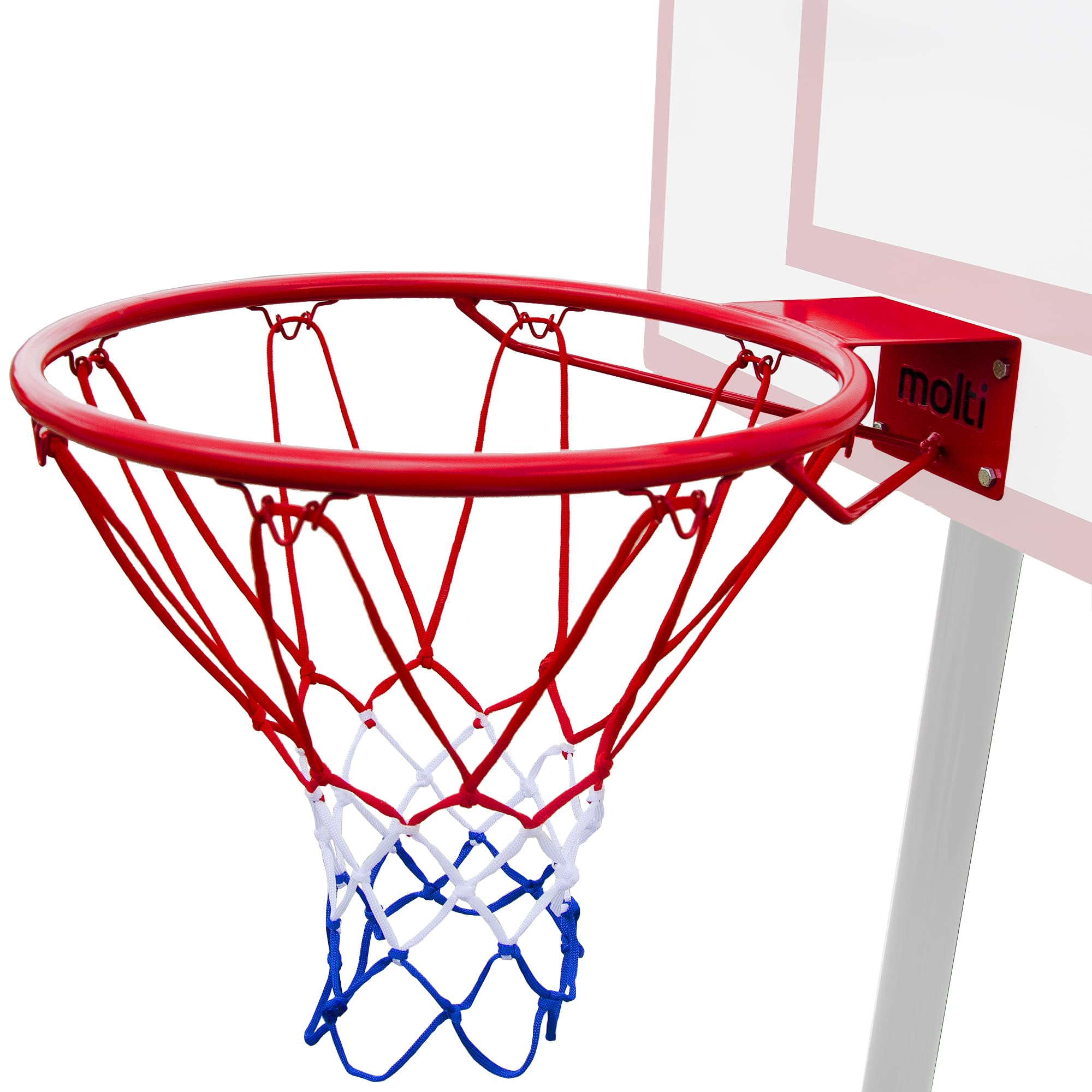 molti Basketballkorb Ø45 cm / 37cm HangRing Basketball Basketballring mit Netz und Befestigungsschrauben Outdoor + 4 Befestigungsschrauben