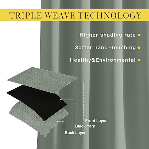 Miniatura 4 de NICETOWN Cortinas opacas verde salvia para dormitorio, elegantes con aislamiento térmico y ojales, tratamiento de ventana, reducción de sonido, para