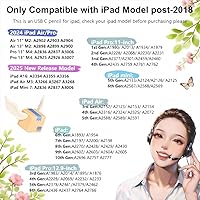 Vista 2 de Lápiz (1ª Generación) para iPad 2018-2025, Lápiz Stylus para iPad con Carga Rápida 10X, Sensibilidad de Inclinación, Rechazo de Palma, Lápiz