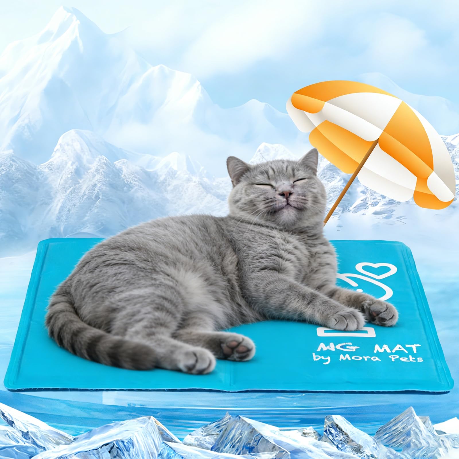 Pawtasy Cat Cooling Mat for Indoor Cats, Thicker Self Cooling Pet Pad for Small Dogs, Non-Toxic Gel Pressure Activated Chill Mat with Waterproof Cover, Foldable Pet Cooler for Crate & Travel, 50x40cm