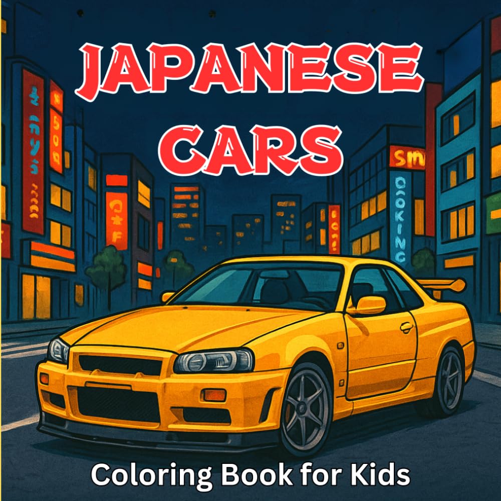 Cover of Japanese Cars Coloring Book for Kids