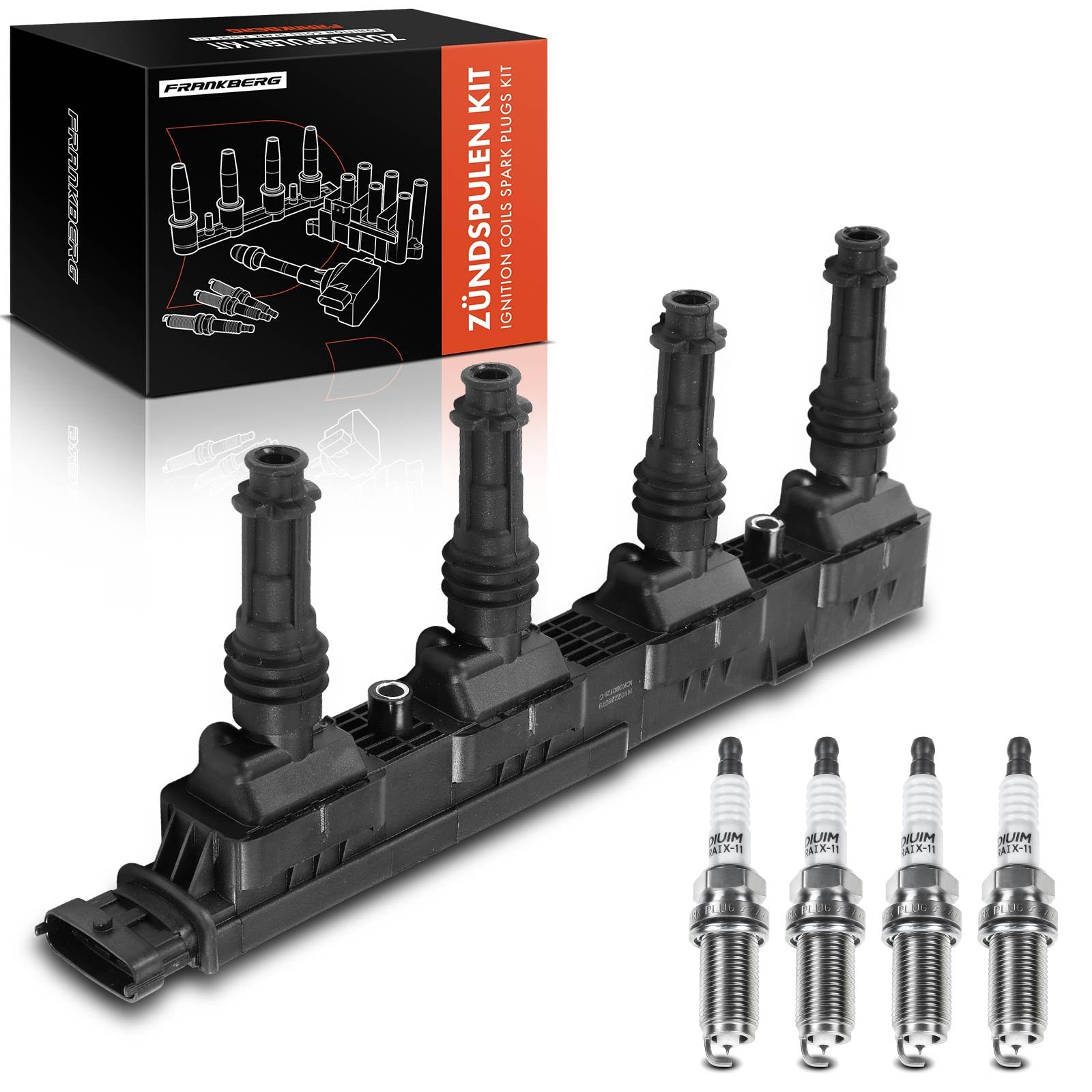 Frankberg 1 bobina de encendido + 4 bujías 90560110 | Compatible con: Corsa B S93, Astra MK IV (G) Familiar G, Astra MK IV (G) Sedán G, Corsa C X01, Corsavan MK II C