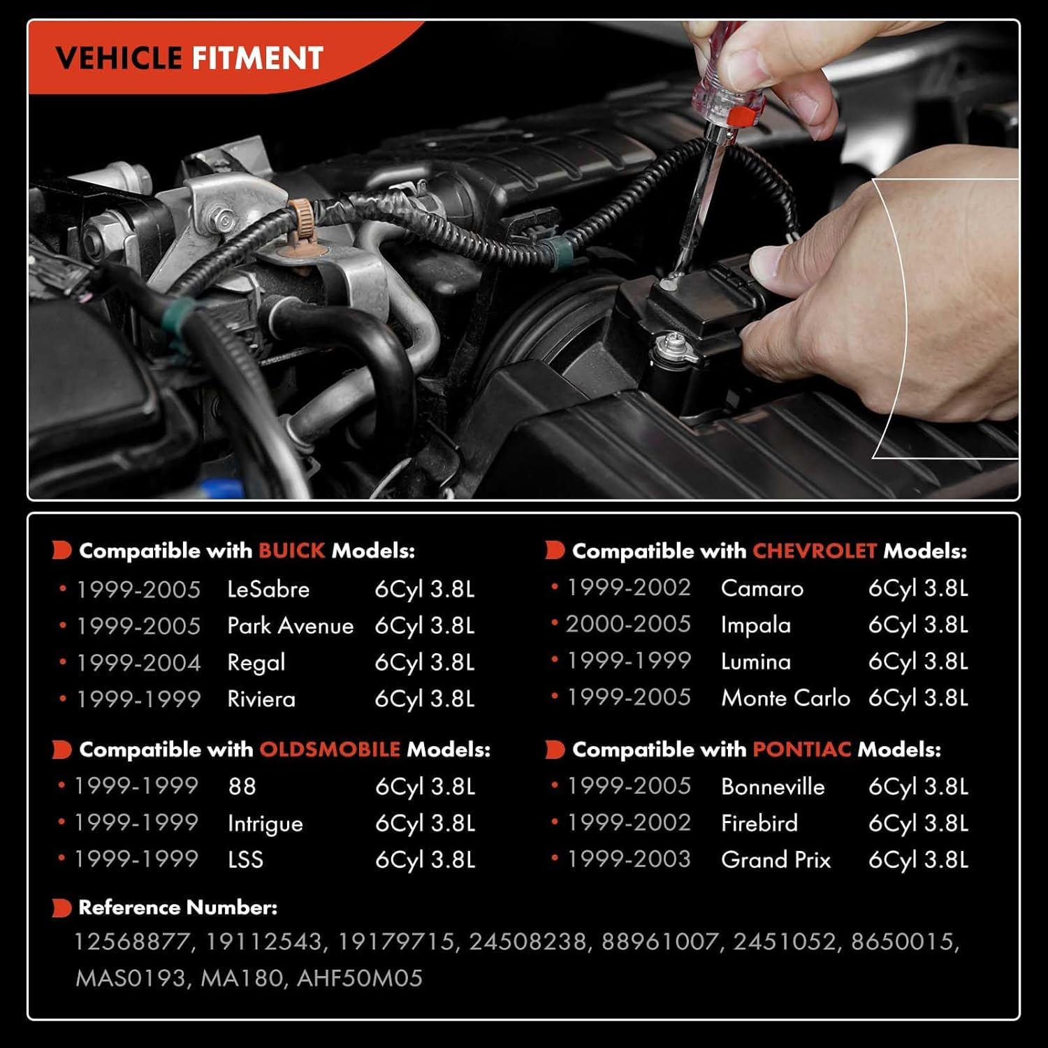 A-Premium Mass Air Flow Sensor Meter - W/O-Ring & Bolts - OHV 6Cyl 3.8L - Compatible with Chevy, Pontiac, Buick & Olds, Camaro, Impala, Regal, Firebird, LSS & More, Replace for# 12568877, 19112543