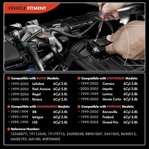 Miniatura 2 de A-Premium Medidor de sensor de flujo de aire masivo - con junta tórica y pernos - OHV 6Cyl 3.8L - Compatible con Chevy, Pontiac, Buick & Olds,