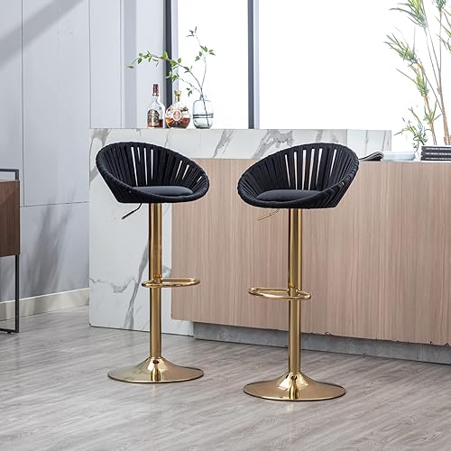 Miniatura 13 de Taburetes de bar modernos ajustables con respaldo, juego de 2, taburetes giratorios de altura de mostrador, taburetes de bar para encimera de