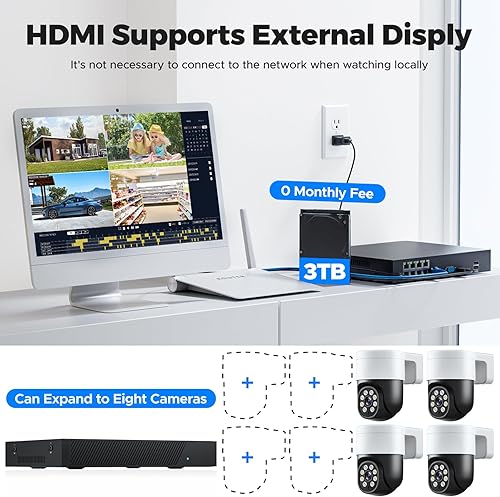 Miniatura 6 de Audio de 2 vías+4K8MP Sistema de cámara de seguridad Camcamp 4K PoE, sistema de seguridad de cámara CCTV, cámaras CCTV para el hogar de 8 MP, NVR de