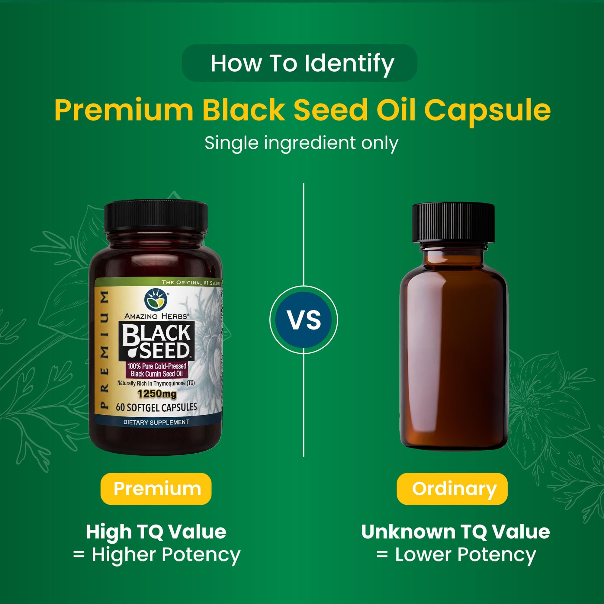 Amazing Herbs Premium Black Seed Oil - 60 Count Softgels, 1250mg — Amazon image 5