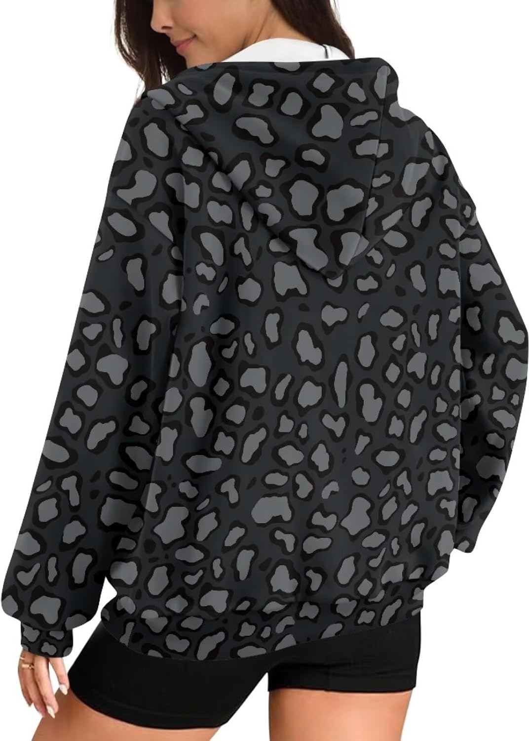 Womens Oversized Hoodie with Zipper Pockets Hooded Gradient Sweatshirt Women Zip Up Sweater Women Size XS-4XL - Image 2