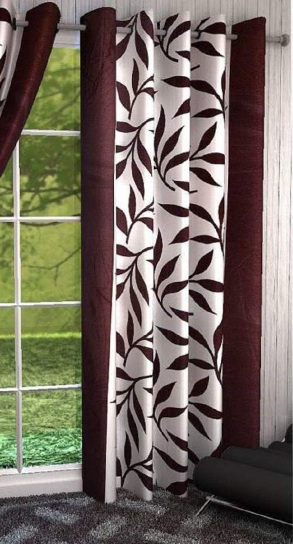 Srk TrendzSrk Trendz Polyresin Abstract Curtain, 7 feet, Brown, Pack of 1., Grommets