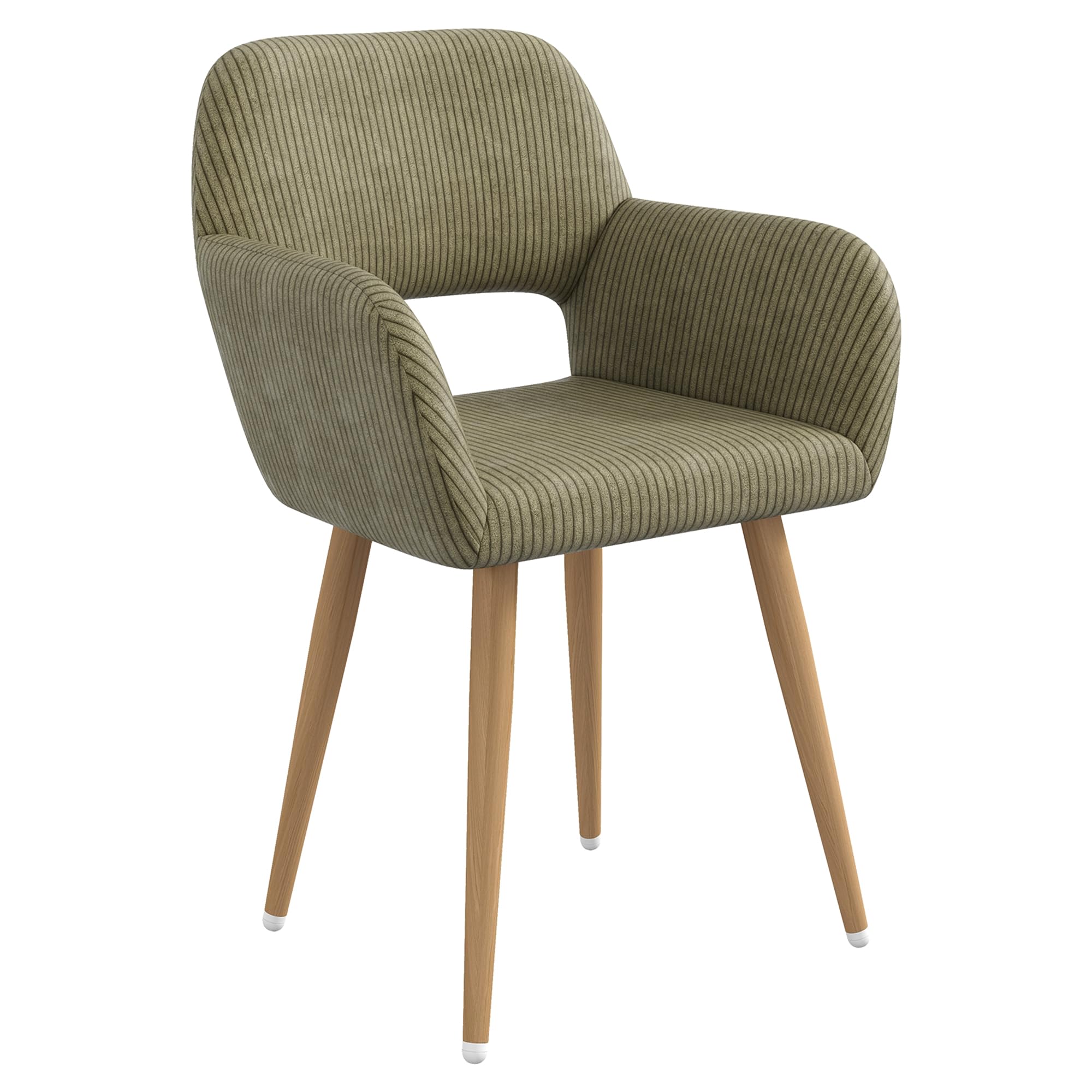 Home Office Desk Chair Set of 1, Corduroy Fabric Vanity Chair for Makeup with Hollow Backrest, Comfy Armchair Wood Frame with Strudy Metal Legs, Dark Green