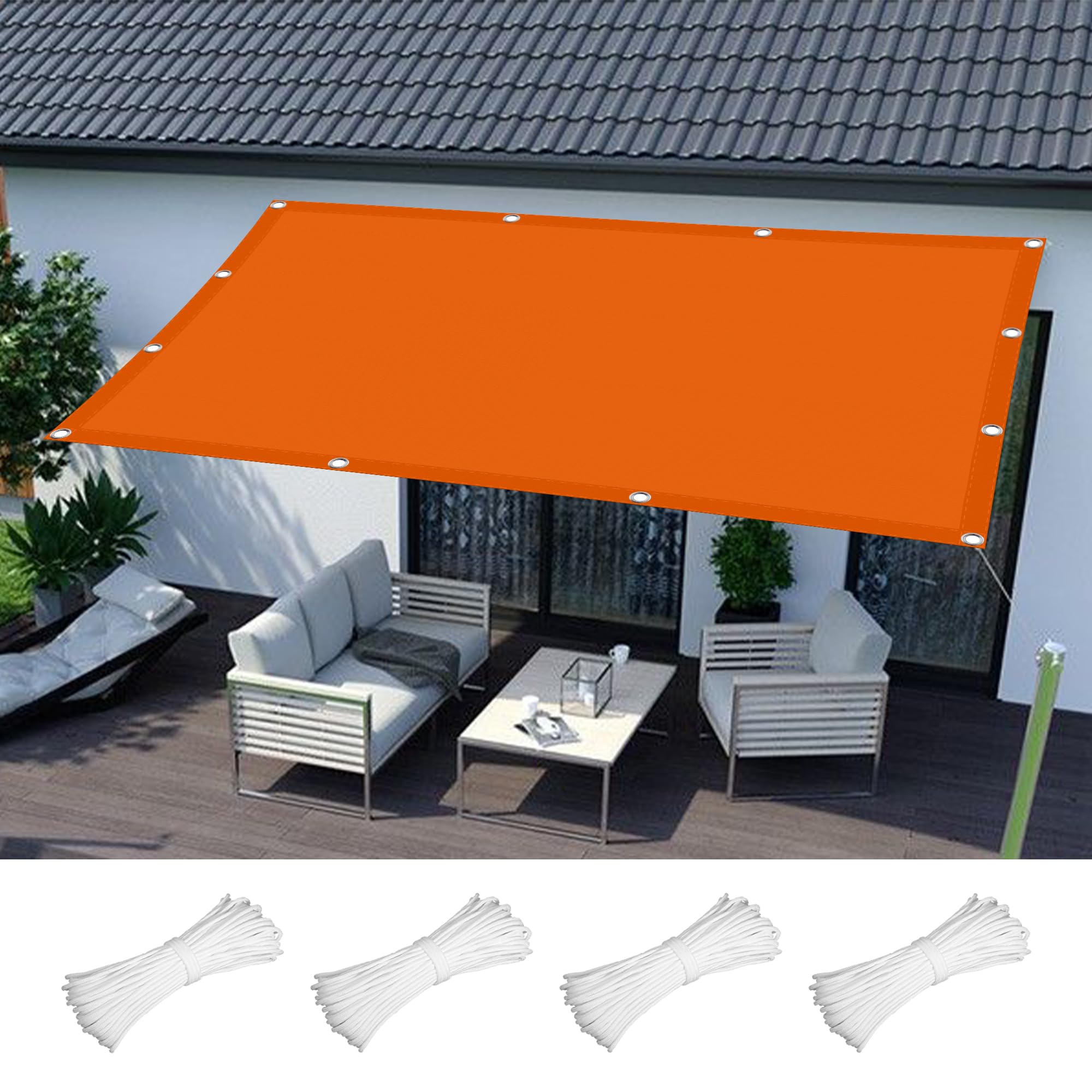 Voile d'ombrage anti-UV 4x8m filet de protection contre le vent orange