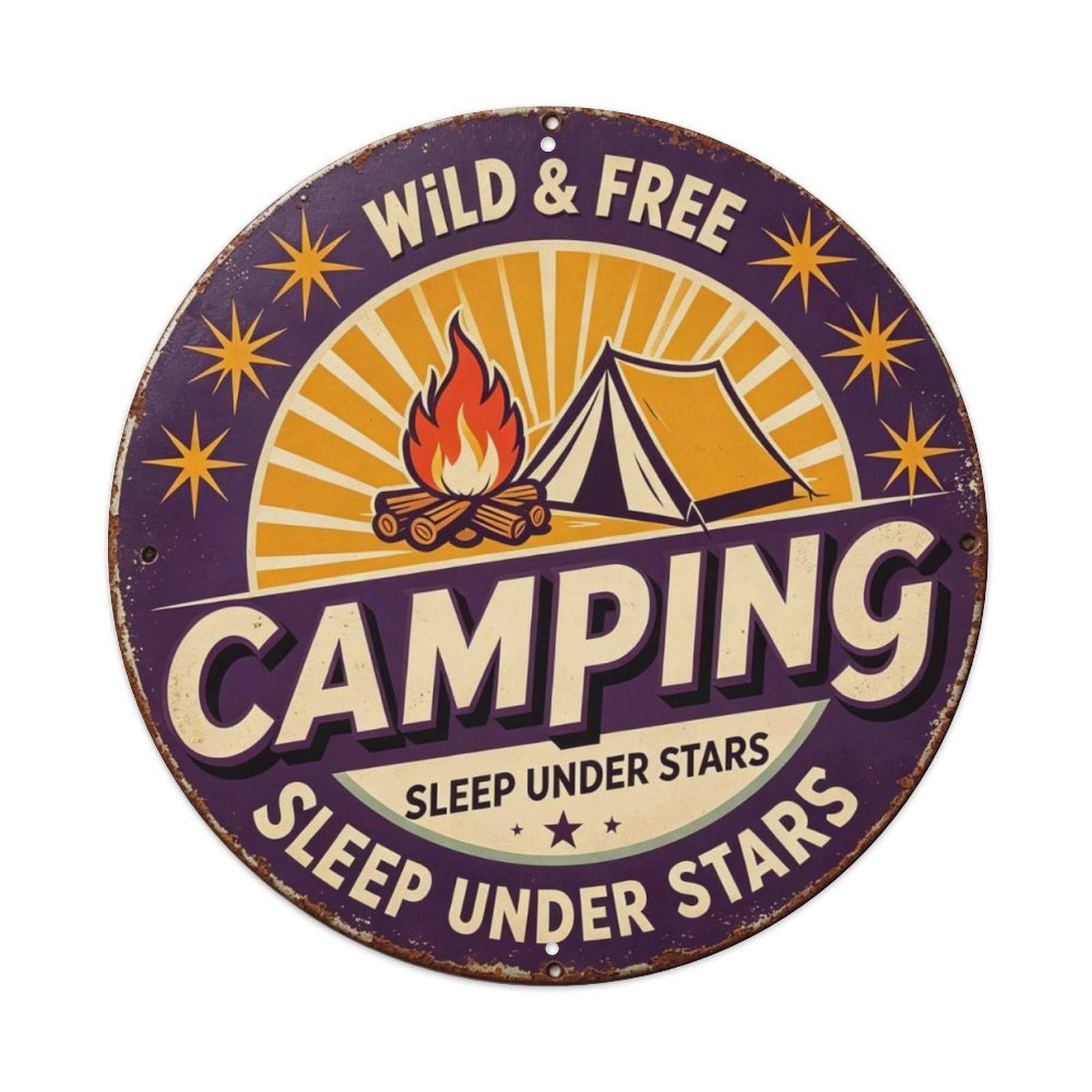 Wild & Free Camping Metal Tin Sign Plaque