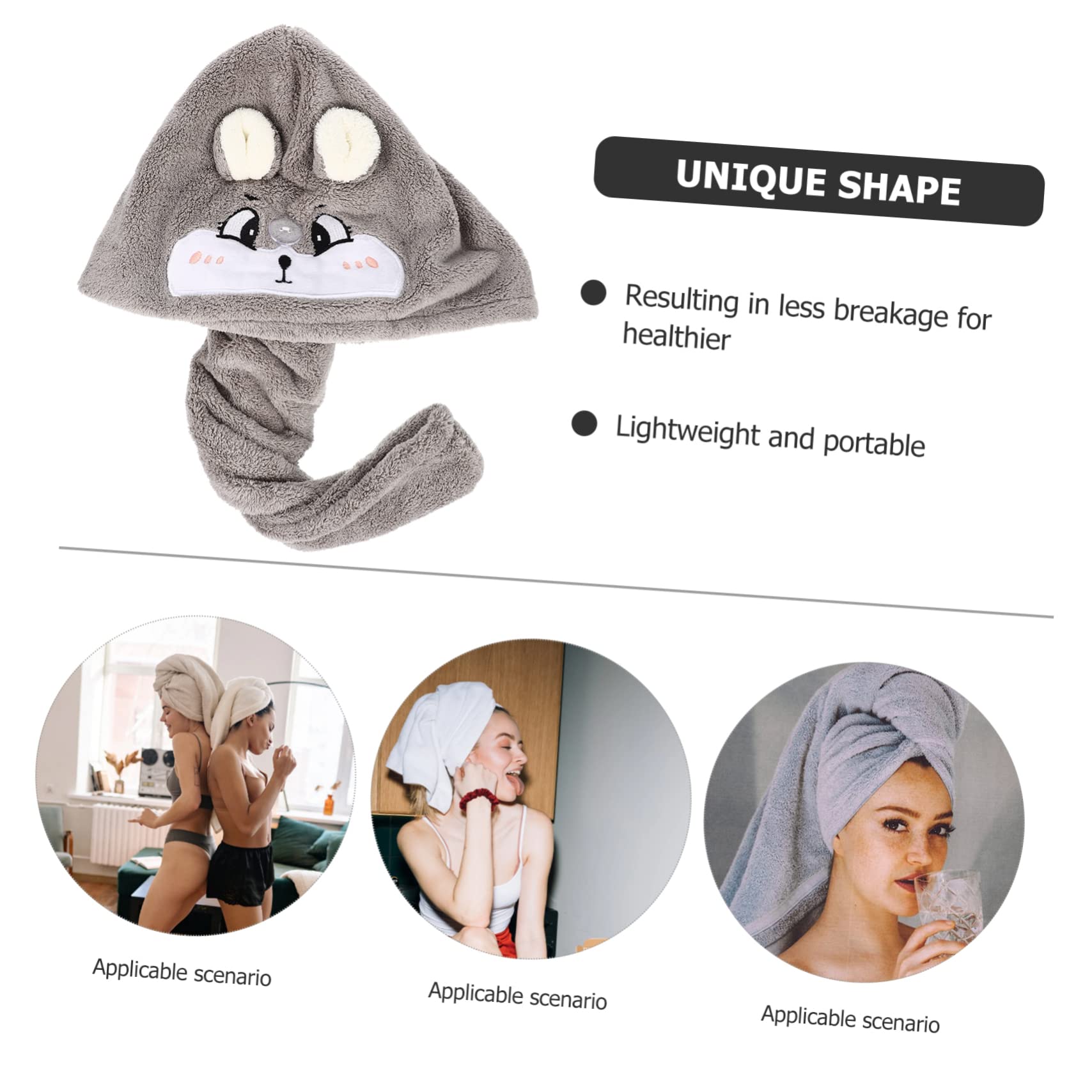 PRETYZOOM 3stücke Haarturban Für Damen Super Saugfähiger Trocknender Haarturban Mit Niedlichem Eichhörnchen-Design Zum Schnellen Trocknen Nasser Haare Nach Dem Waschen Komfortabel Und