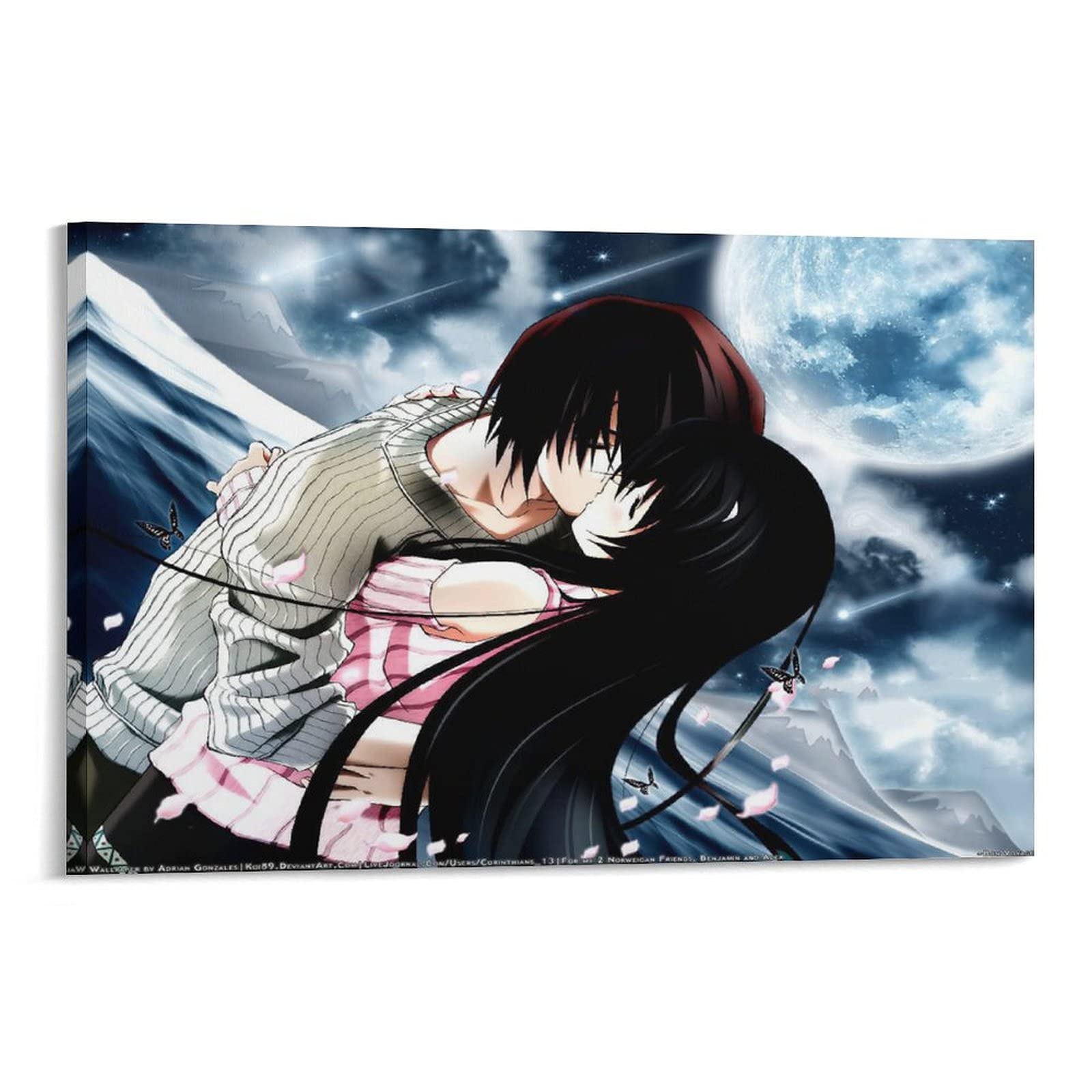 Romantic Anime Couples Kissing In Bed
