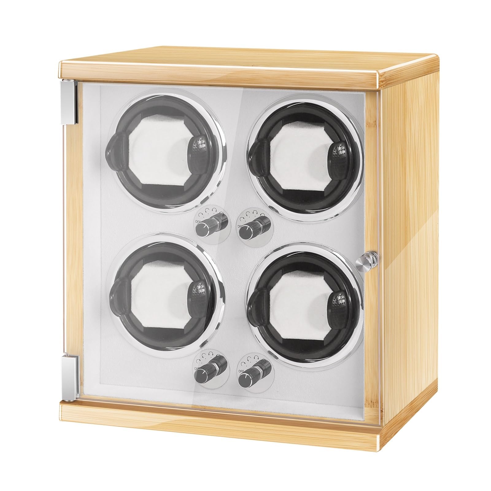 MYUYEE Automatic Watch Winder For 4 Watches 4 Tpd Modes Wooden Self Winding Mechanical Watch Box With Quiet Motor For Men And Women Watches
