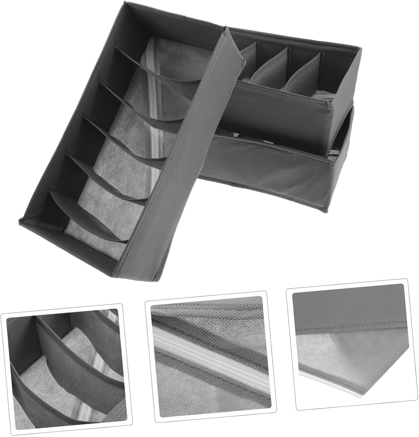3pcs Foldable Drawer Organizer Clothes Storage Box with 6 Compartments for Socks and Ties, Cloth Material Underwear Organizer for Closet and Travel, Versatile and Space-saving