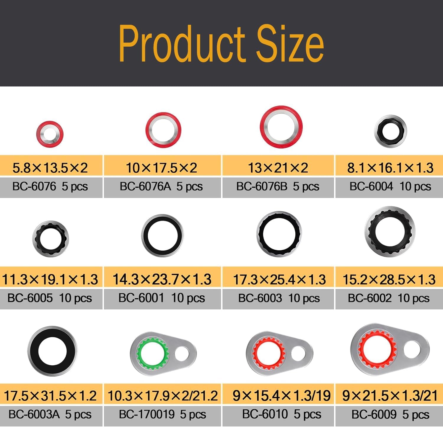 WZP 265 Pcs AC O Ring & Gasket Seal Kit for R134a, Durable Conditioning System Compressor Gasket Seal Set with 18 Sizes Rubber Gaskets & 12 Sizes Spacers, Professional AC Compressor Gaskets Kits
