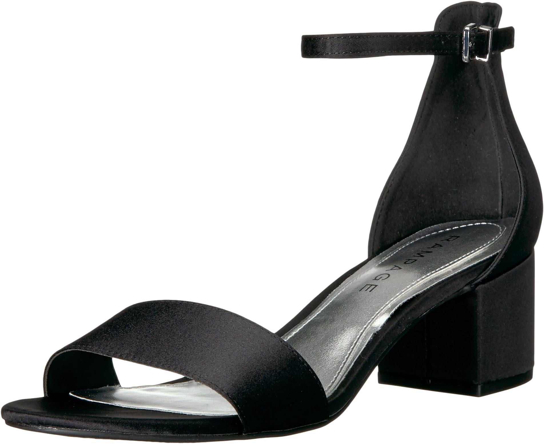 Rampage Women's Glyterzz Open Toe Low Block Dress Heel with Ankle Strap Heeled Sandal