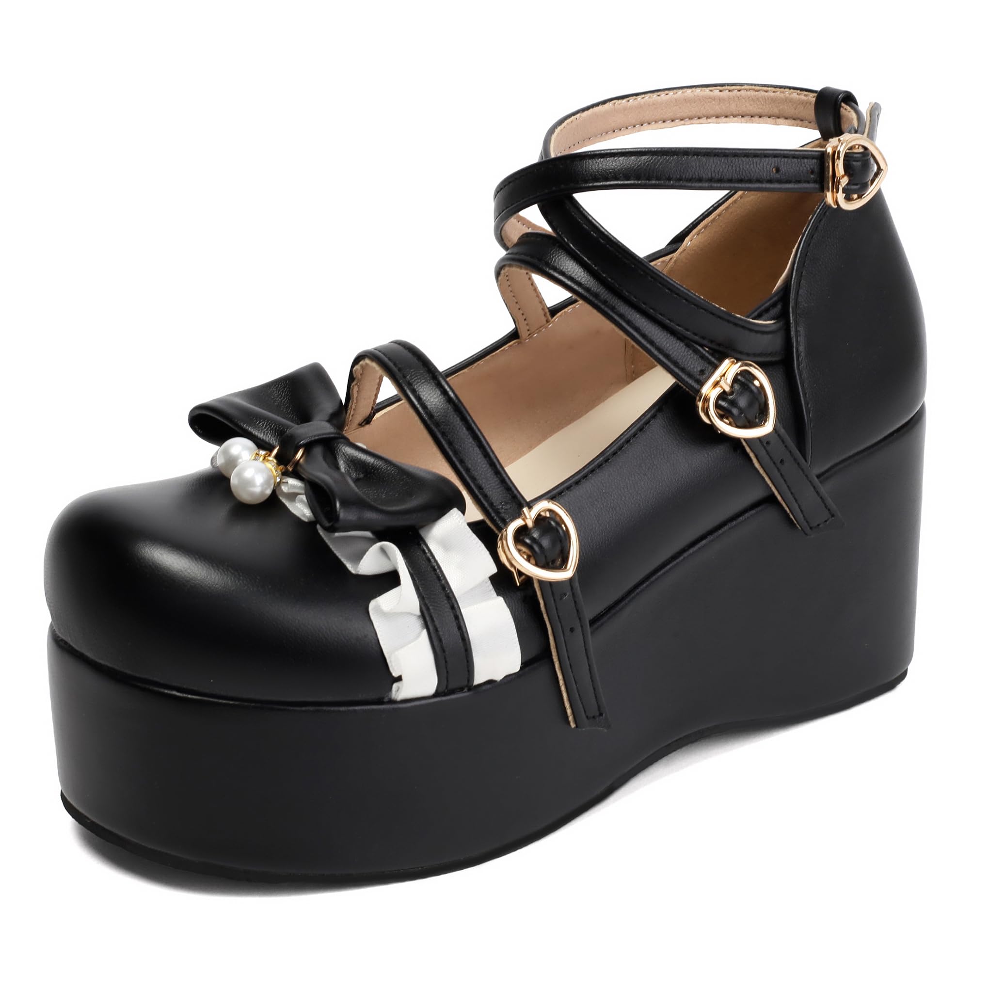 Bviennic Scarpe Mary Janes Donna Zeppa Alta Numero 34-44